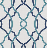 A-Street Prints Sausalito Lattice Navy Wallpaper