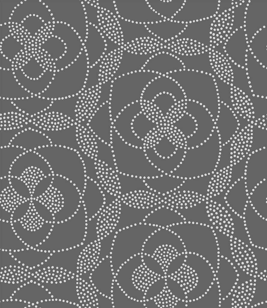 A-Street Prints Cosmos Charcoal Dot Wallpaper
