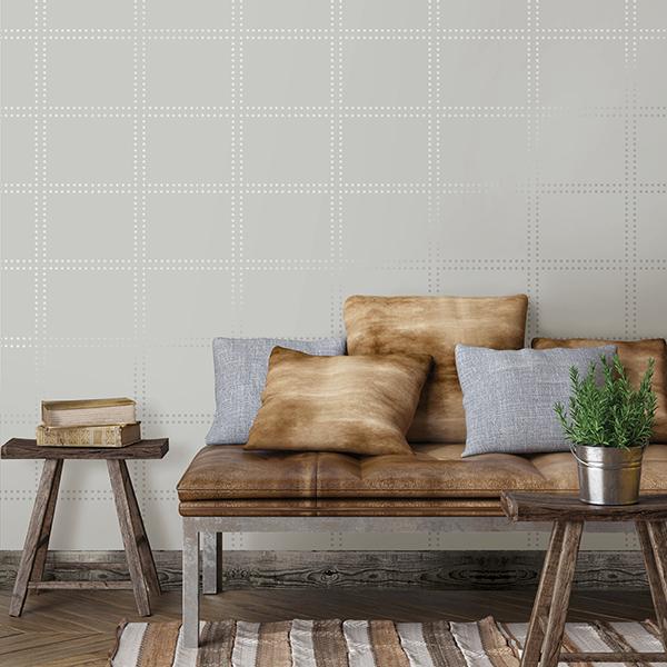 A-Street Prints Gridlock Light Grey Geometric Wallpaper