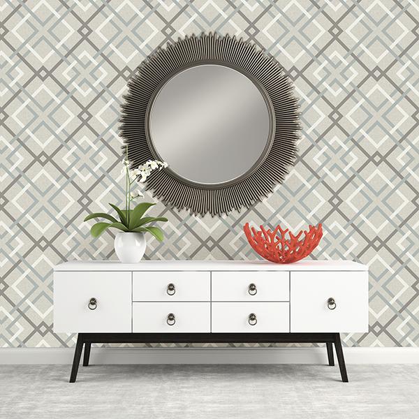 A-Street Prints Saltire Taupe Plaid Wallpaper