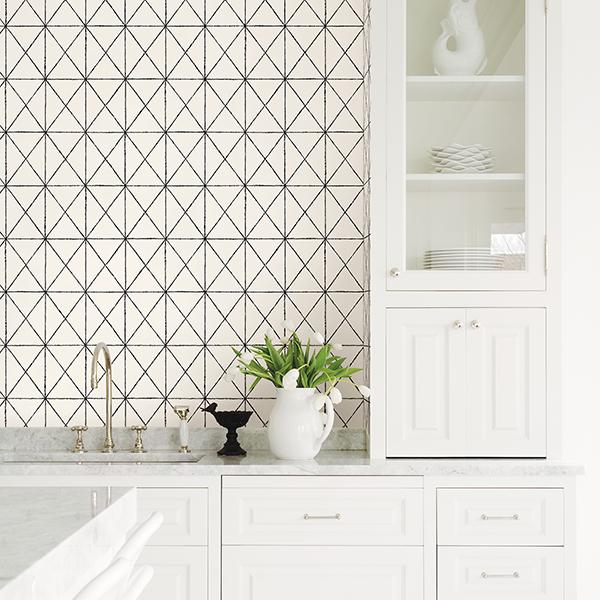 A-Street Prints Intersection Black Geometric Wallpaper