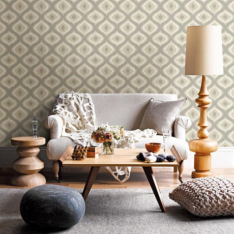A-Street Prints Abra Taupe Ogee Wallpaper
