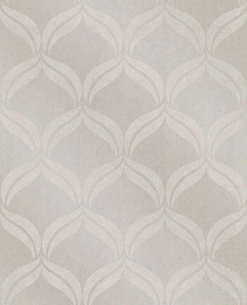 A-Street Prints Petals Taupe Beaded Ogee Wallpaper