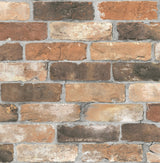 A-Street Prints Reclaimed Bricks Orange Rustic Wallpaper