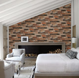 A-Street Prints Reclaimed Bricks Orange Rustic Wallpaper