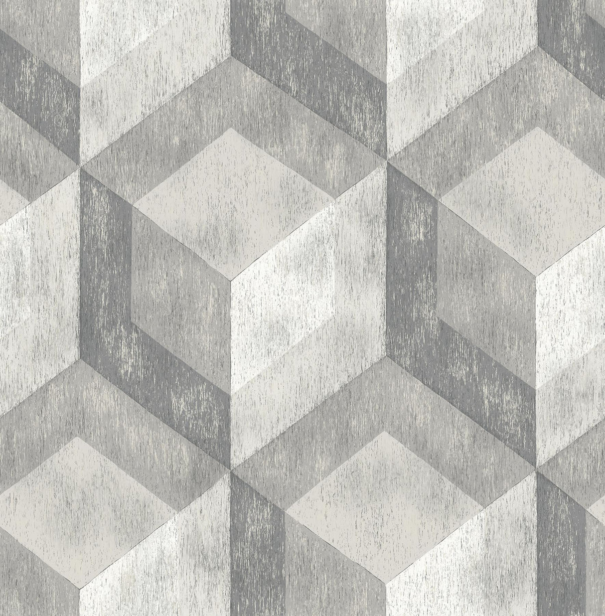 A-Street Prints Rustic Wood Tile Geometric Ash Wallpaper