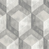 A-Street Prints Rustic Wood Tile Geometric Ash Wallpaper