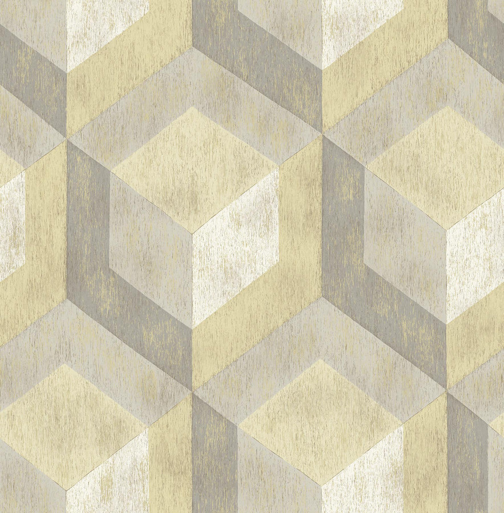 A-Street Prints Rustic Wood Tile Honey Geometric Wallpaper