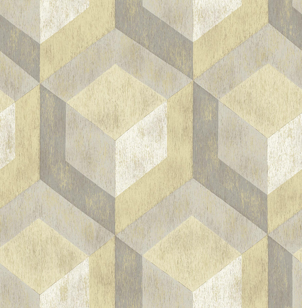 A-Street Prints Rustic Wood Tile Geometric Honey Wallpaper