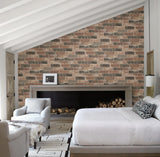 A-Street Prints Reclaimed Bricks Dusty Red Rustic Wallpaper