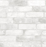 A-Street Prints Reclaimed Bricks White Rustic Wallpaper