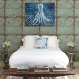 A-Street Prints Tin Ceiling Teal Distressed Tiles Wallpaper
