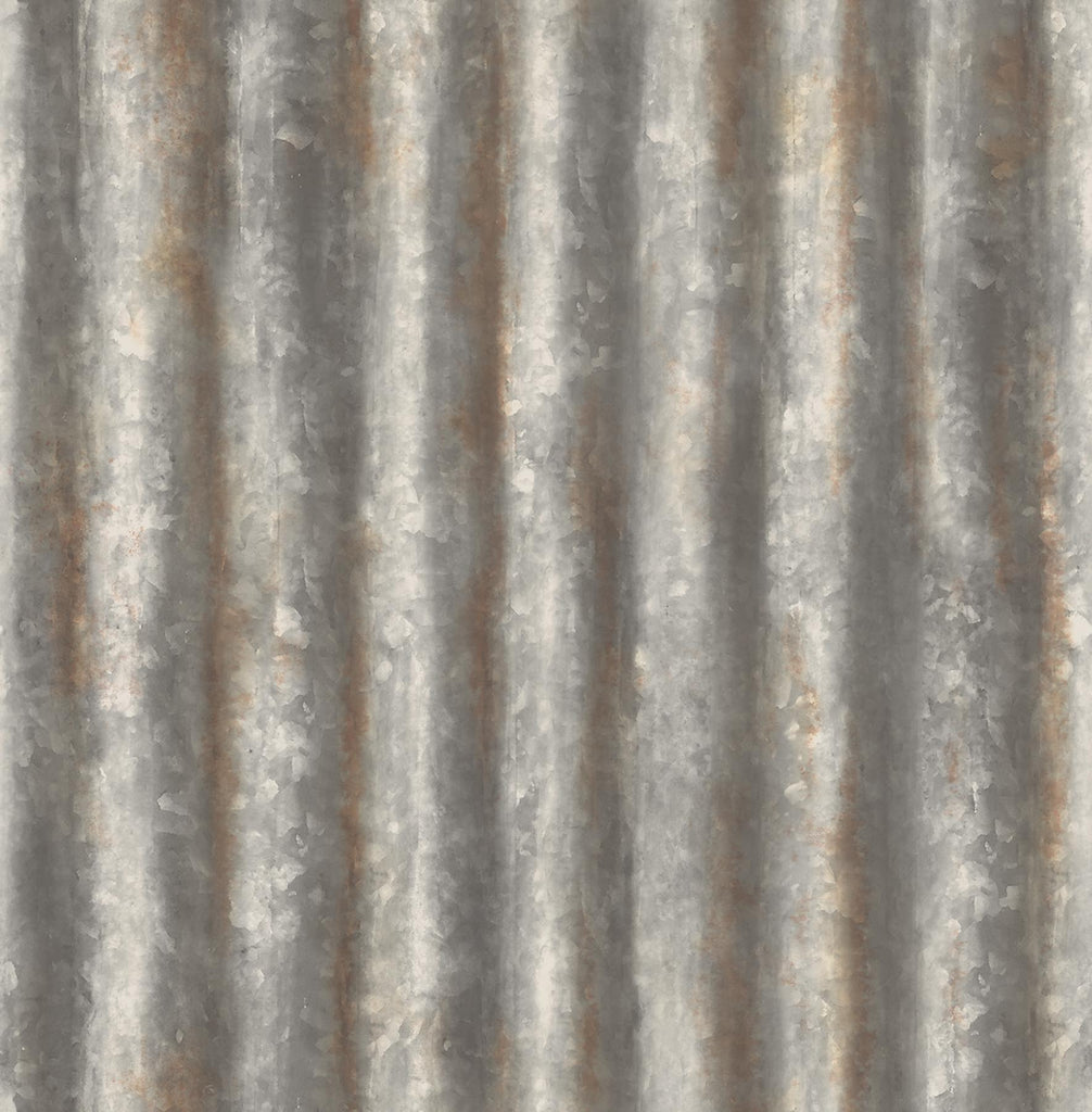 A-Street Prints Corrugated Metal Charcoal Industrial Texture Wallpaper