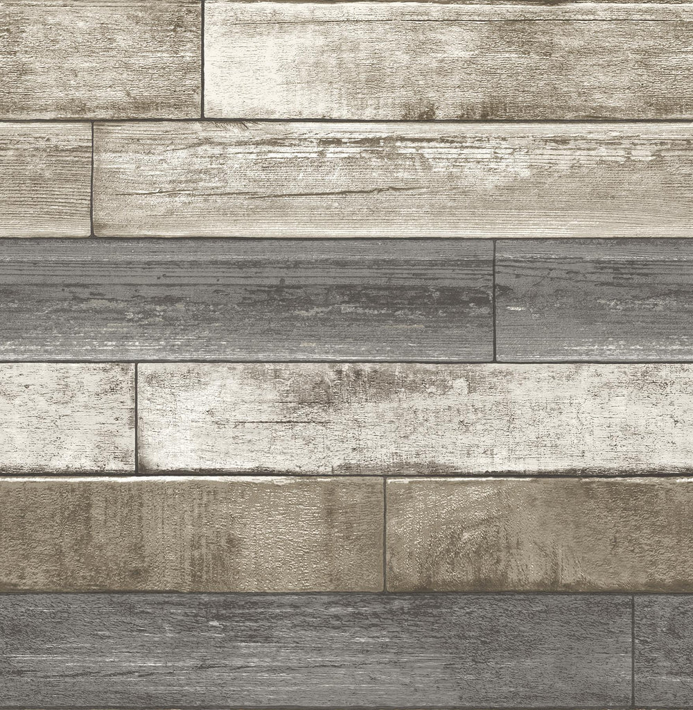 A-Street Prints Weathered Plank Wood Texture Grey Wallpaper