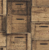 A-Street Prints Wood Crates Brown Distressed Wood Wallpaper