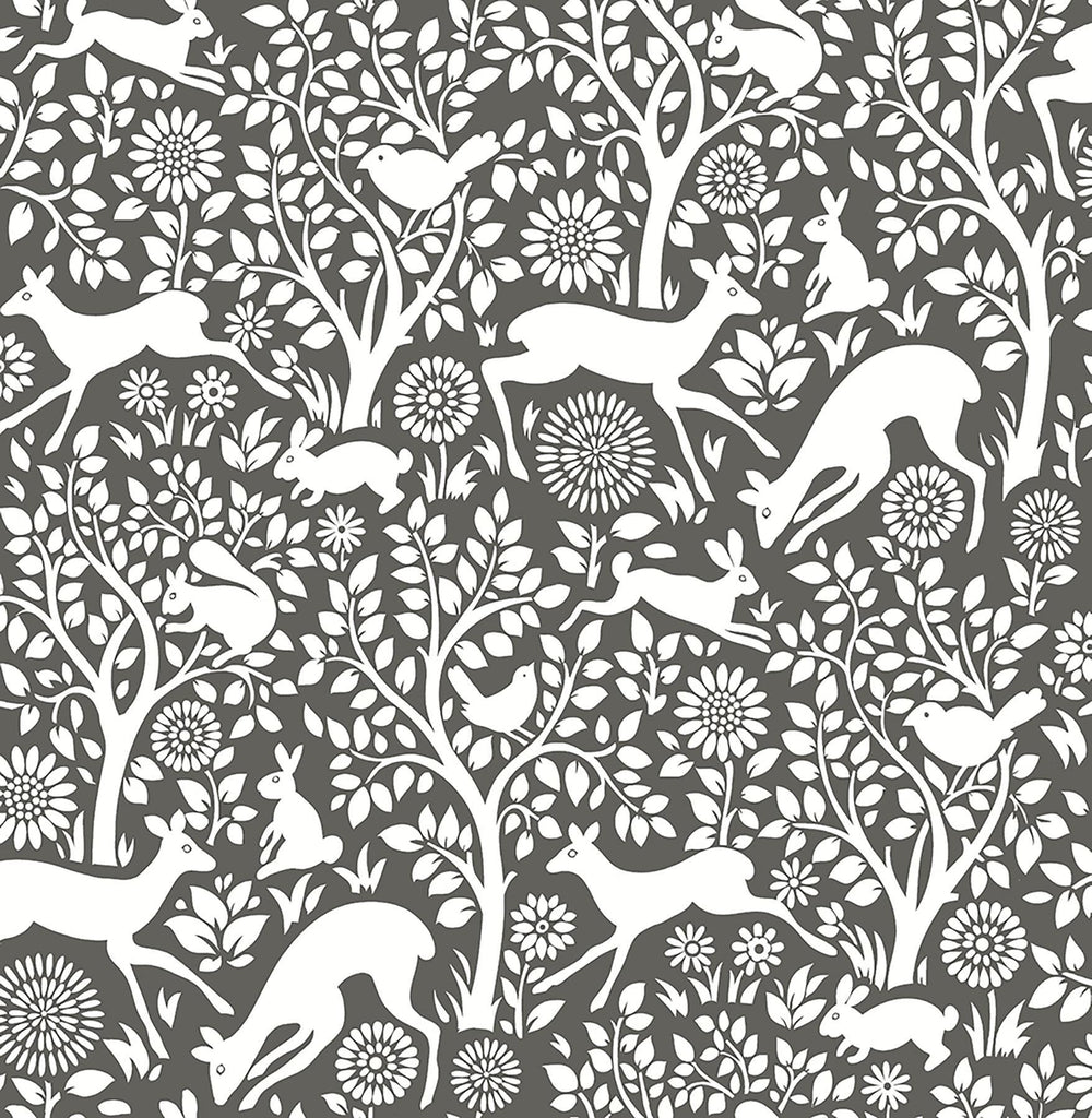A-Street Prints Meadow Charcoal Animals Wallpaper