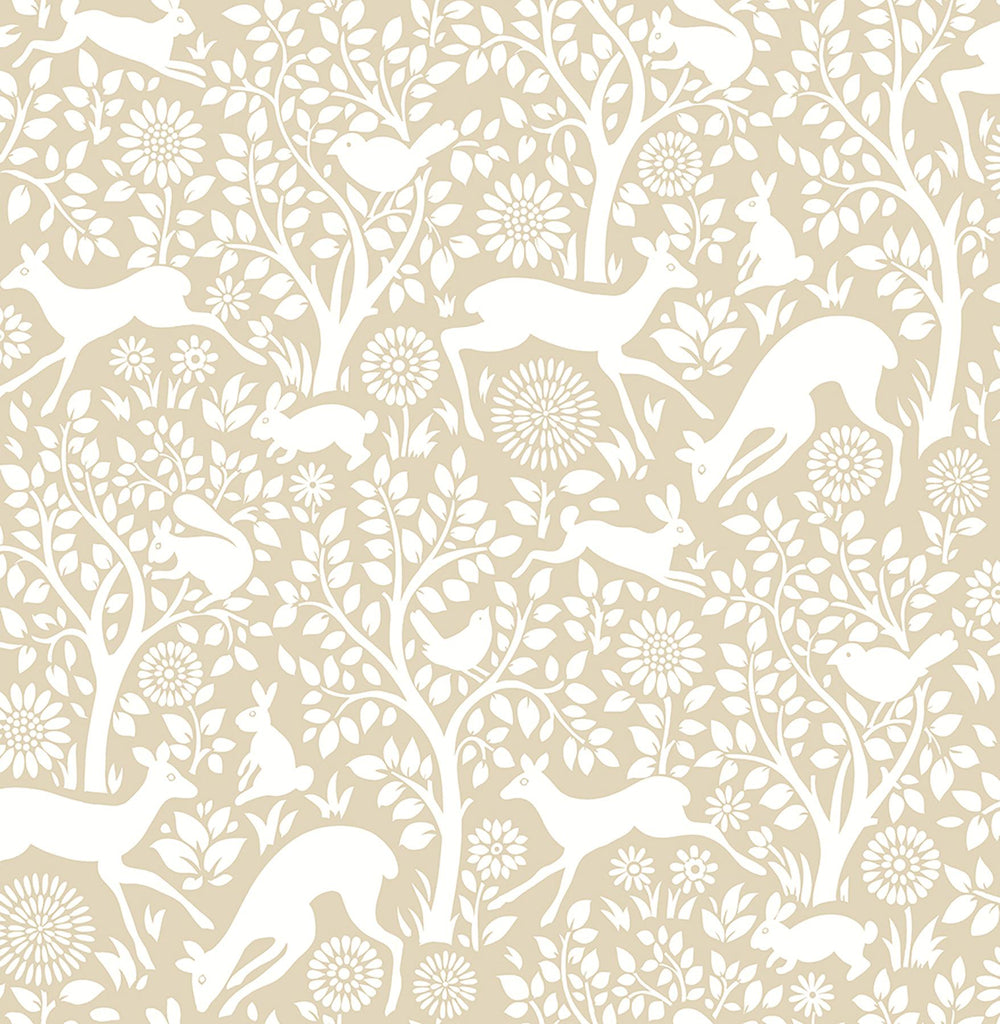 A-Street Prints Meadow Animals Taupe Wallpaper