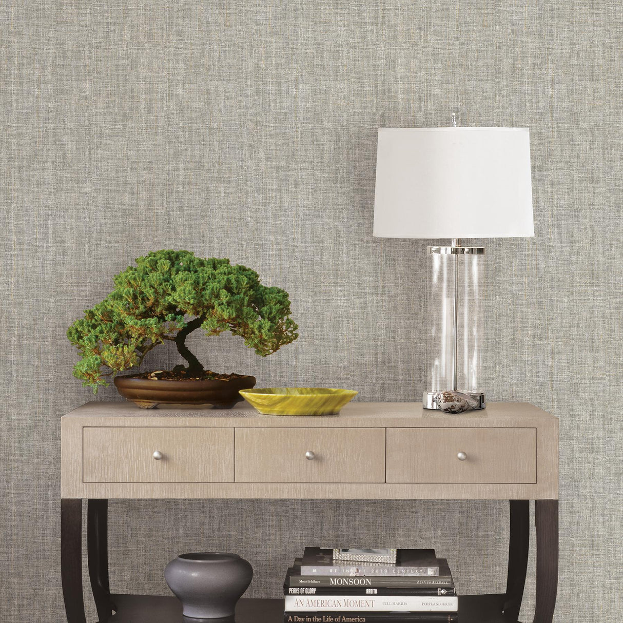 A-Street Prints Oasis Grey Linen Wallpaper