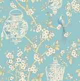 A-Street Prints Serenity Turquoise Lanterns Wallpaper
