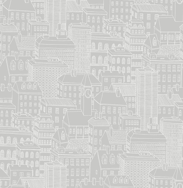 A-Street Prints Limelight Grey City Wallpaper