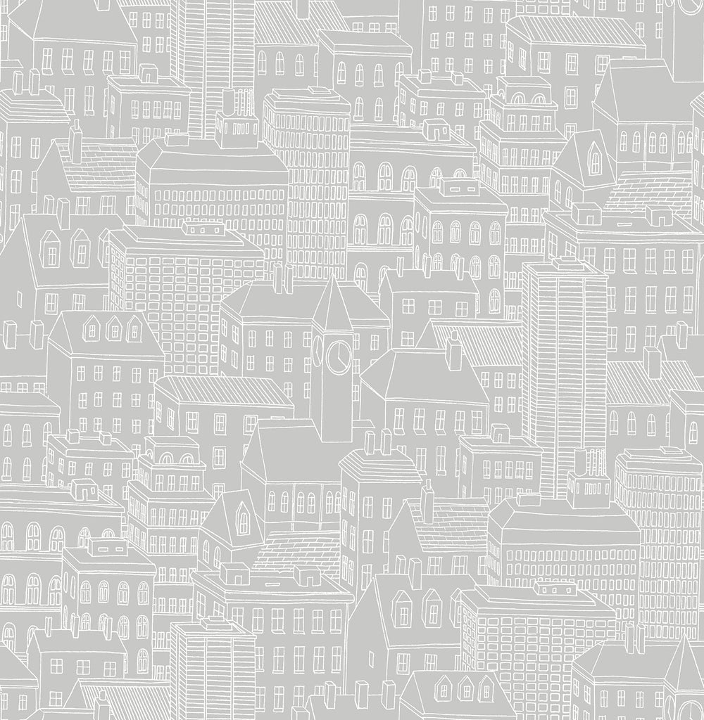 A-Street Prints Limelight Grey City Wallpaper