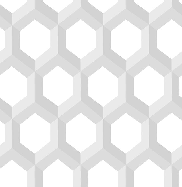 A-Street Prints Hex Grey Geometric Wallpaper