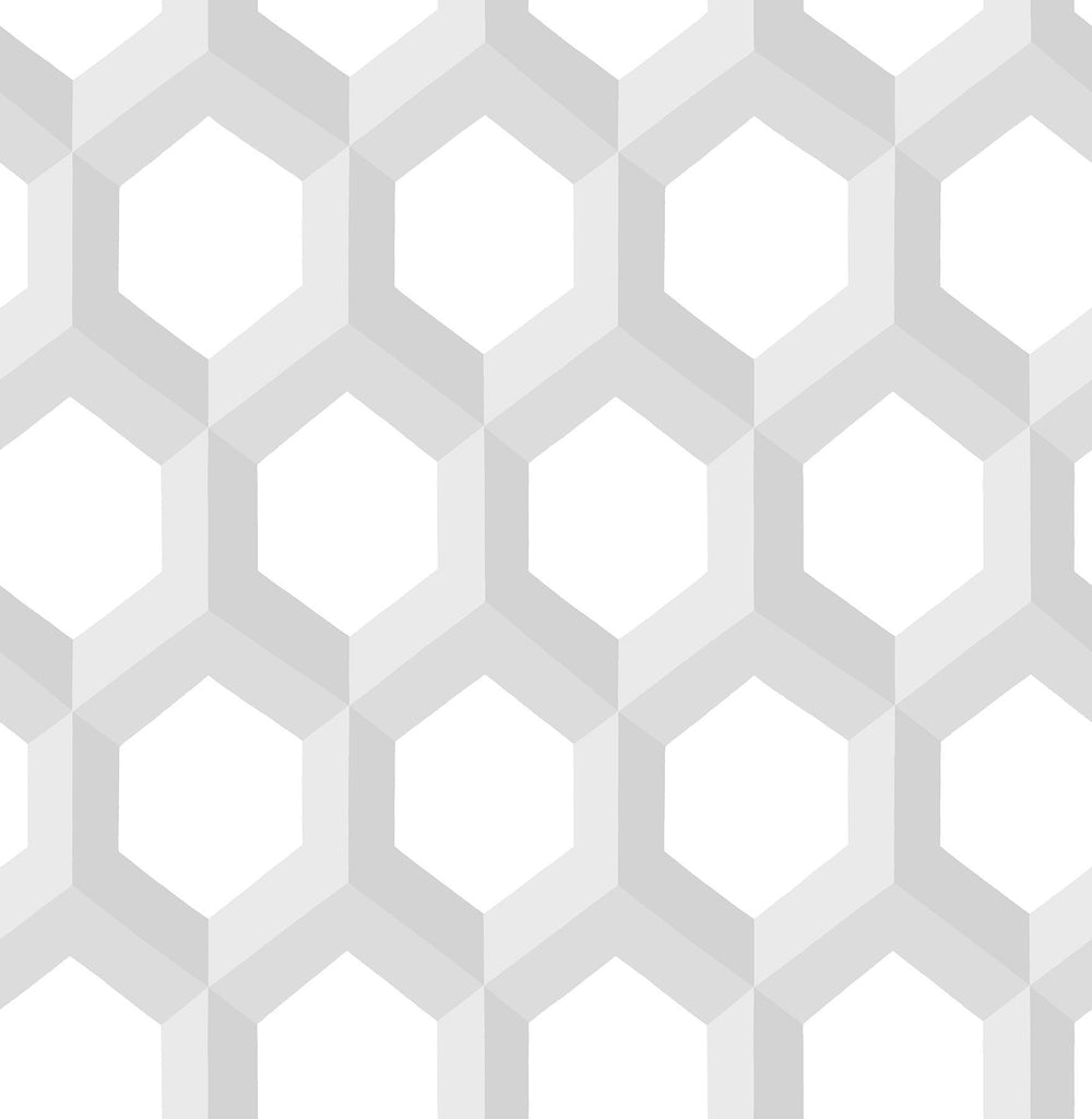 A-Street Prints Hex Grey Geometric Wallpaper