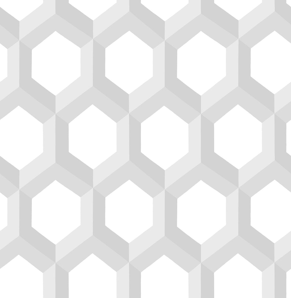 A-Street Prints Hex Geometric Grey Wallpaper