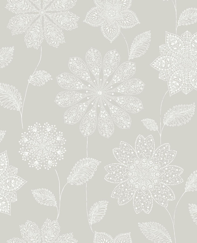 A-Street Prints Panache Taupe Floral Wallpaper