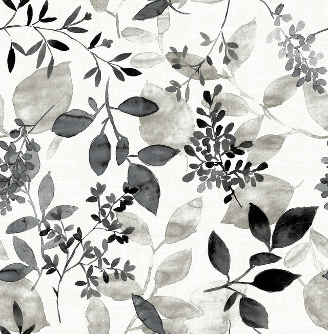 A-Street Prints Gossamer Black Botanical Wallpaper