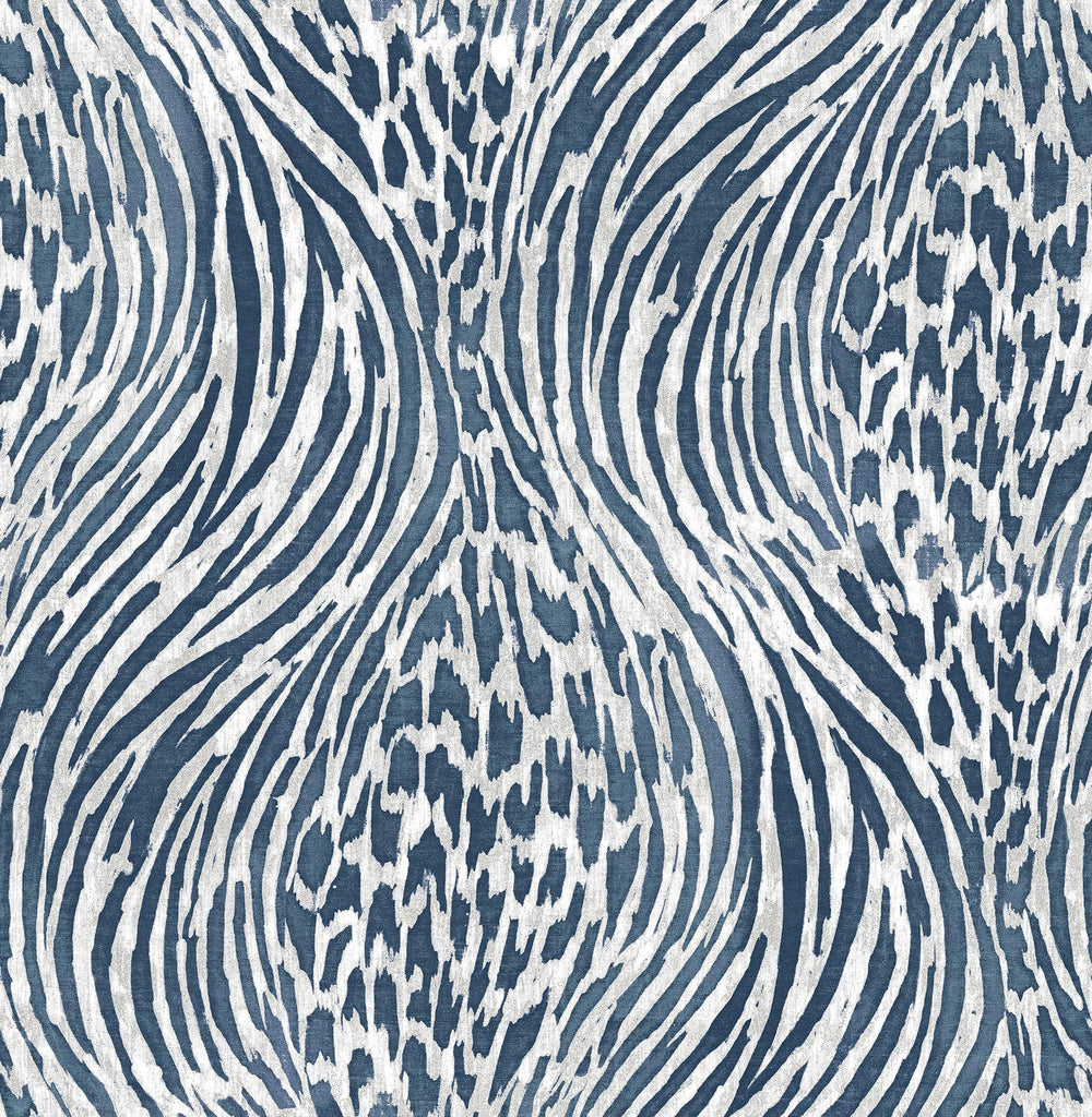 A-Street Prints Splendid Blue Animal Print Wallpaper