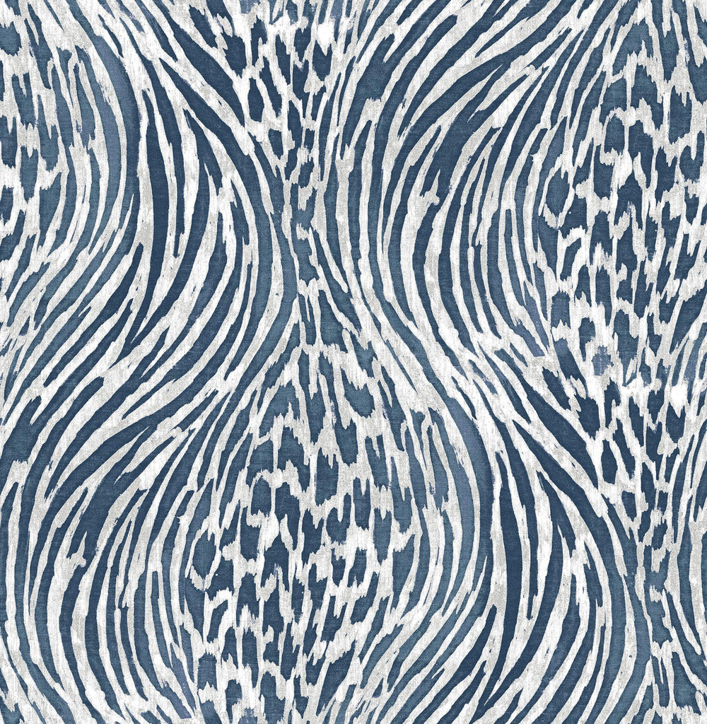 A-Street Prints Splendid Animal Print Blue Wallpaper