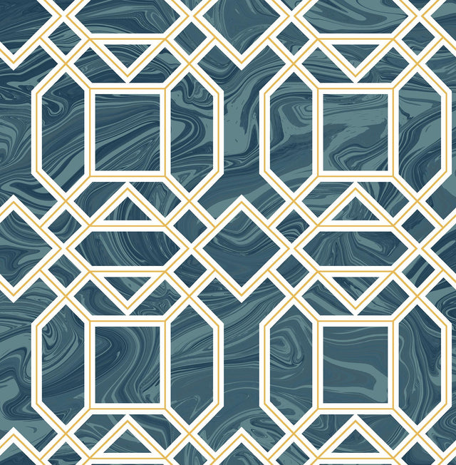 A-Street Prints Daphne Blue Trellis Wallpaper