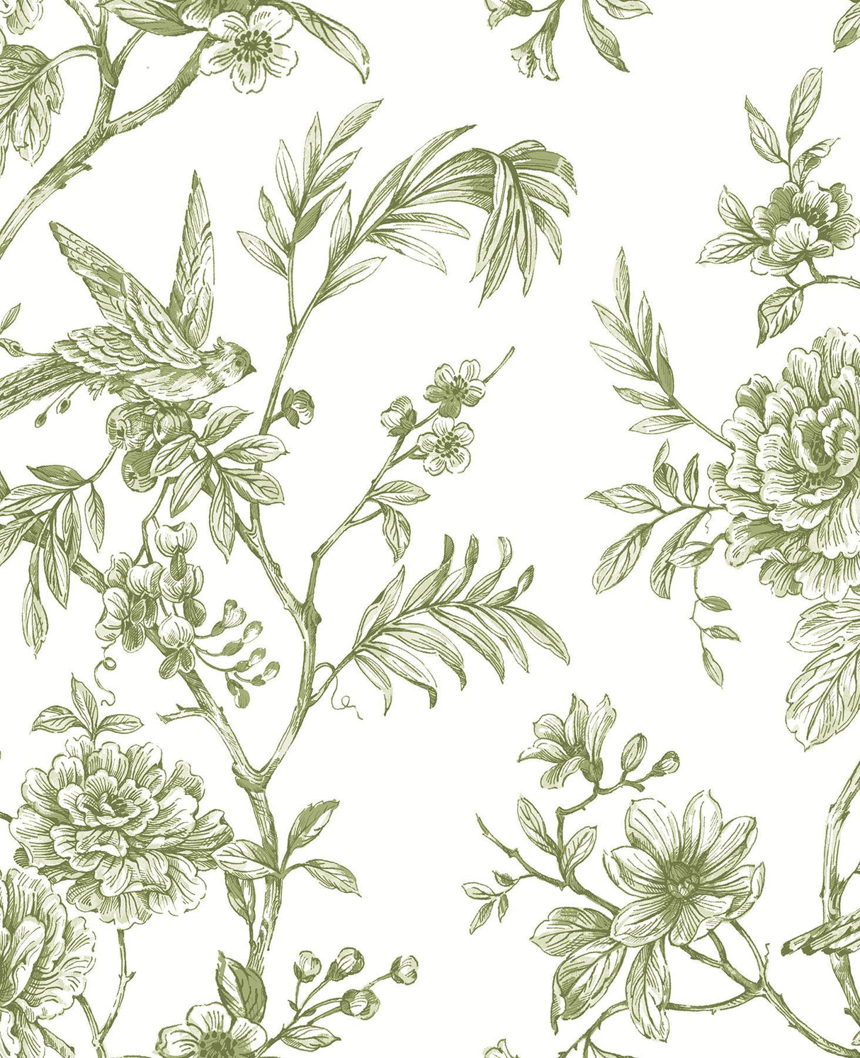 A-Street Prints Jessamine Green Floral Trail Wallpaper