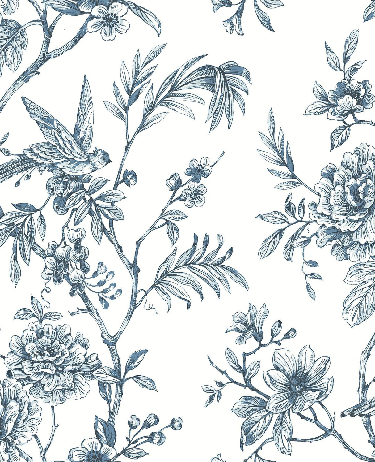 A-Street Prints Jessamine Blue Floral Trail Wallpaper