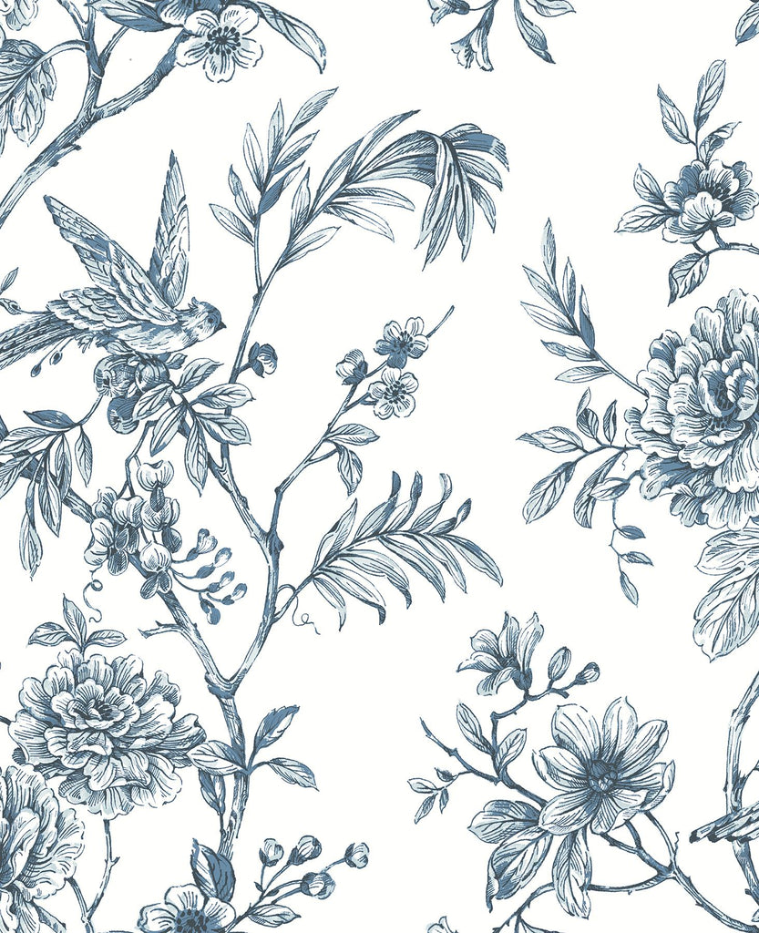 A-Street Prints Jessamine Floral Trail Blue Wallpaper