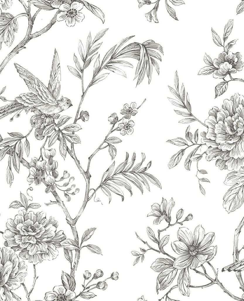 A-Street Prints Jessamine Grey Floral Trail Wallpaper