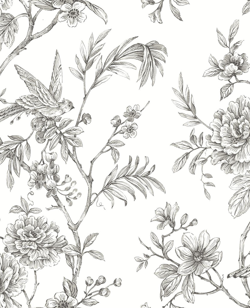 A-Street Prints Jessamine Floral Trail Grey Wallpaper