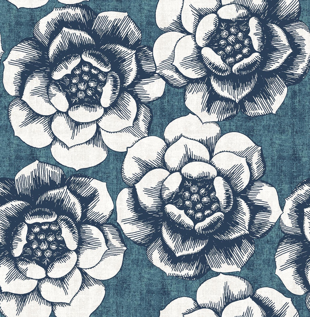 A-Street Prints Fanciful Blue Floral Wallpaper
