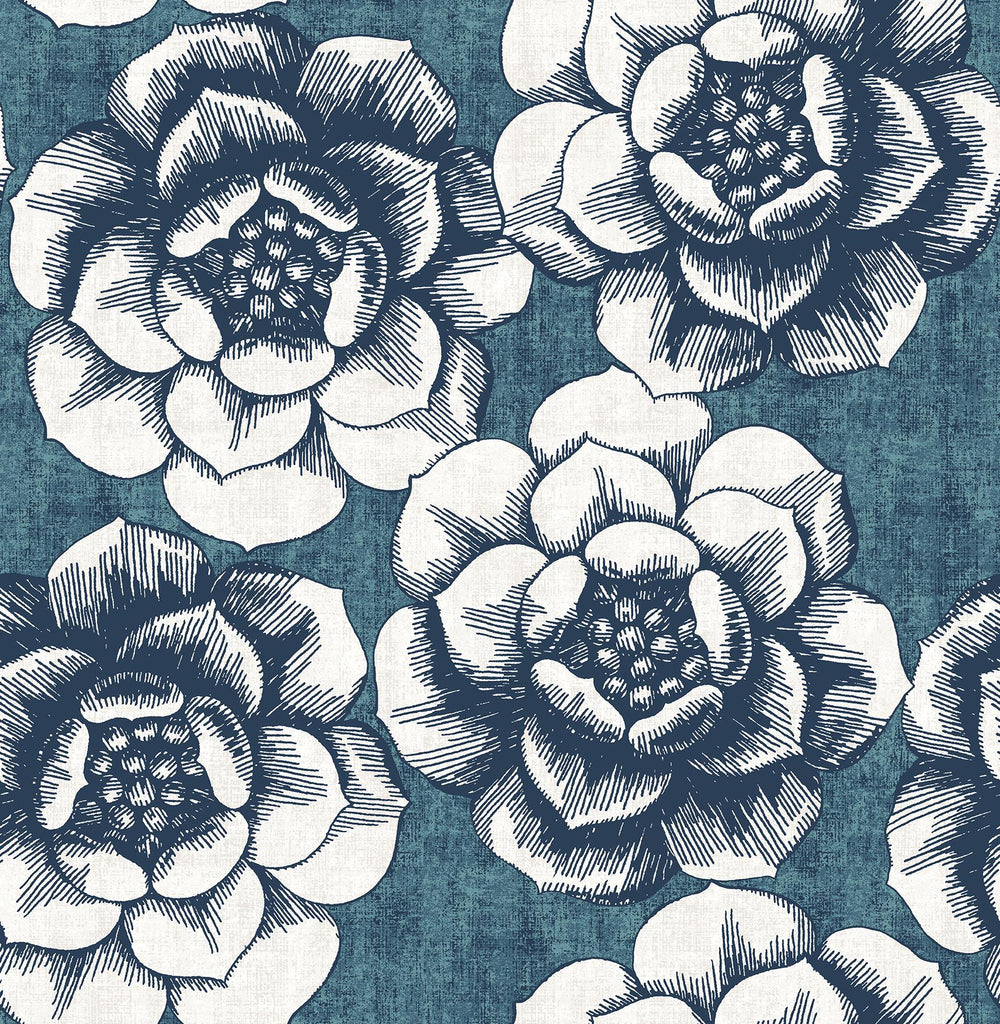 A-Street Prints Fanciful Floral Blue Wallpaper