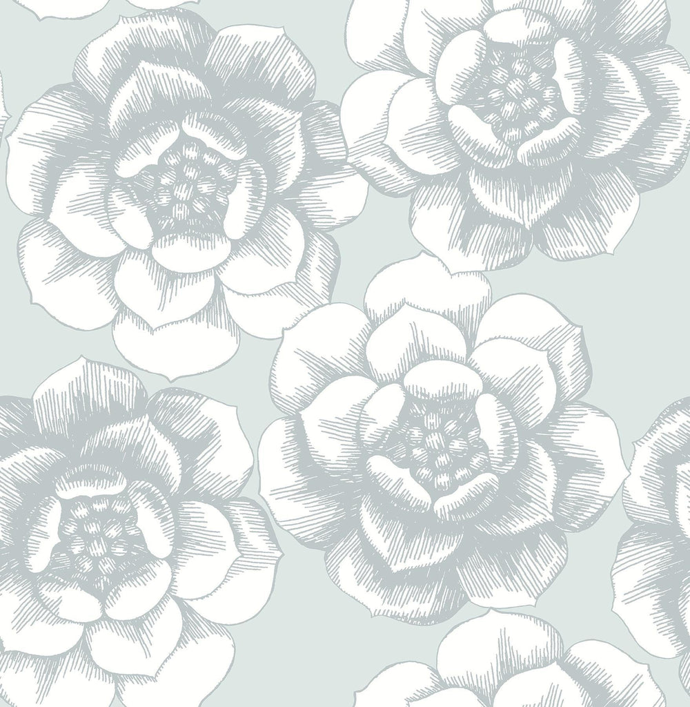 A-Street Prints Fanciful Silver Floral Wallpaper