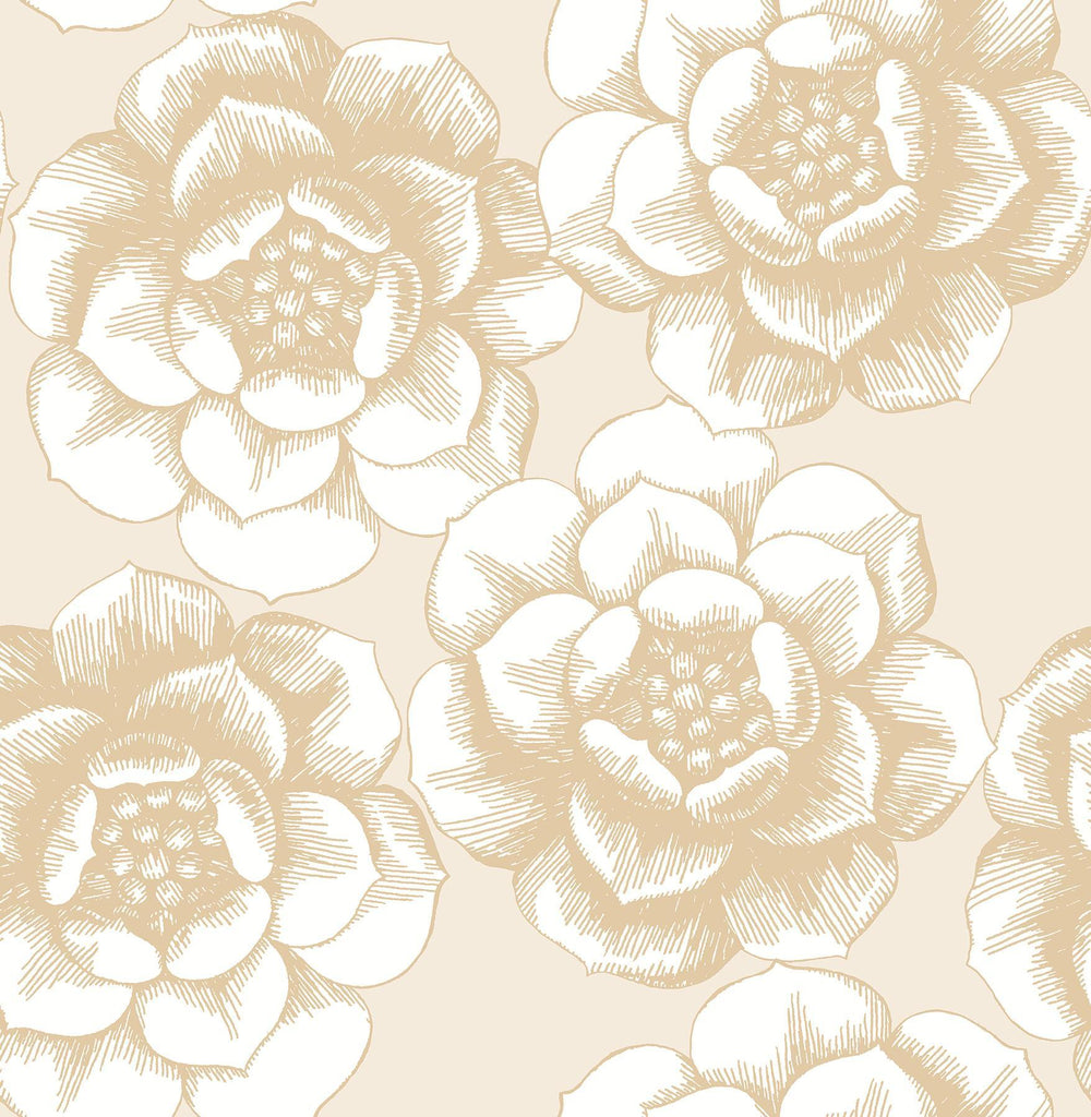 A-Street Prints Fanciful Gold Floral Wallpaper