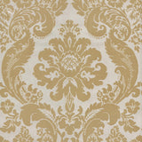 A-Street Prints Shadow Khaki Flocked Damask Wallpaper