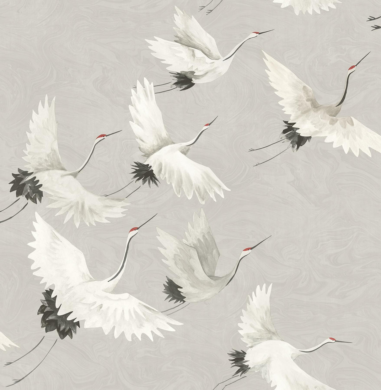 A-Street Prints Windsong Grey Crane Wallpaper