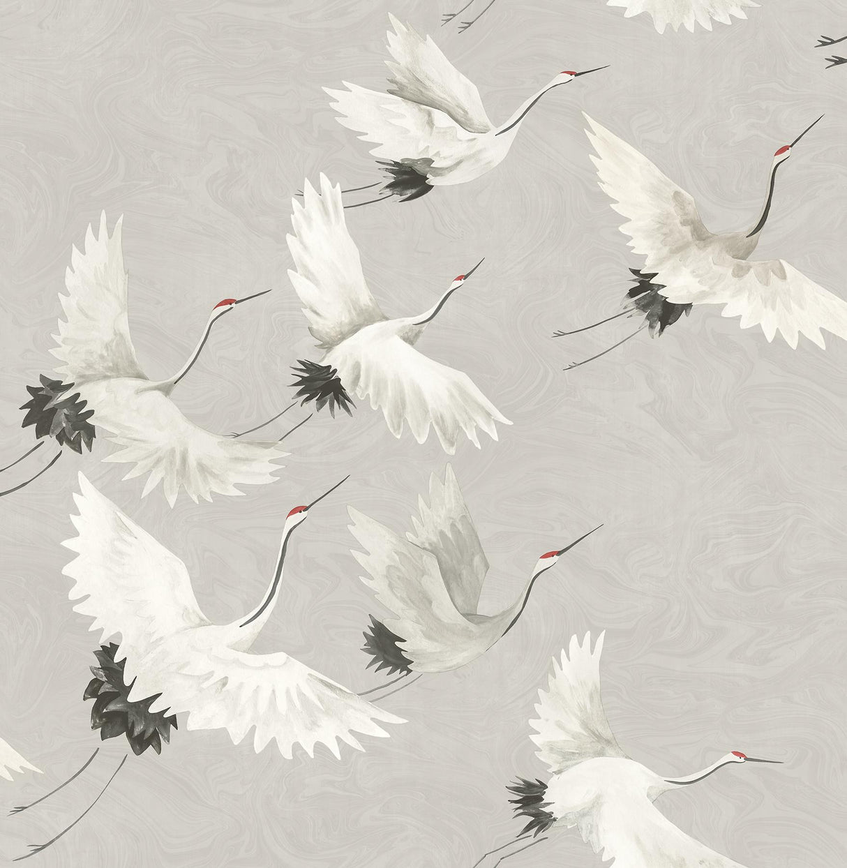 A-Street Prints Windsong Crane Grey Wallpaper