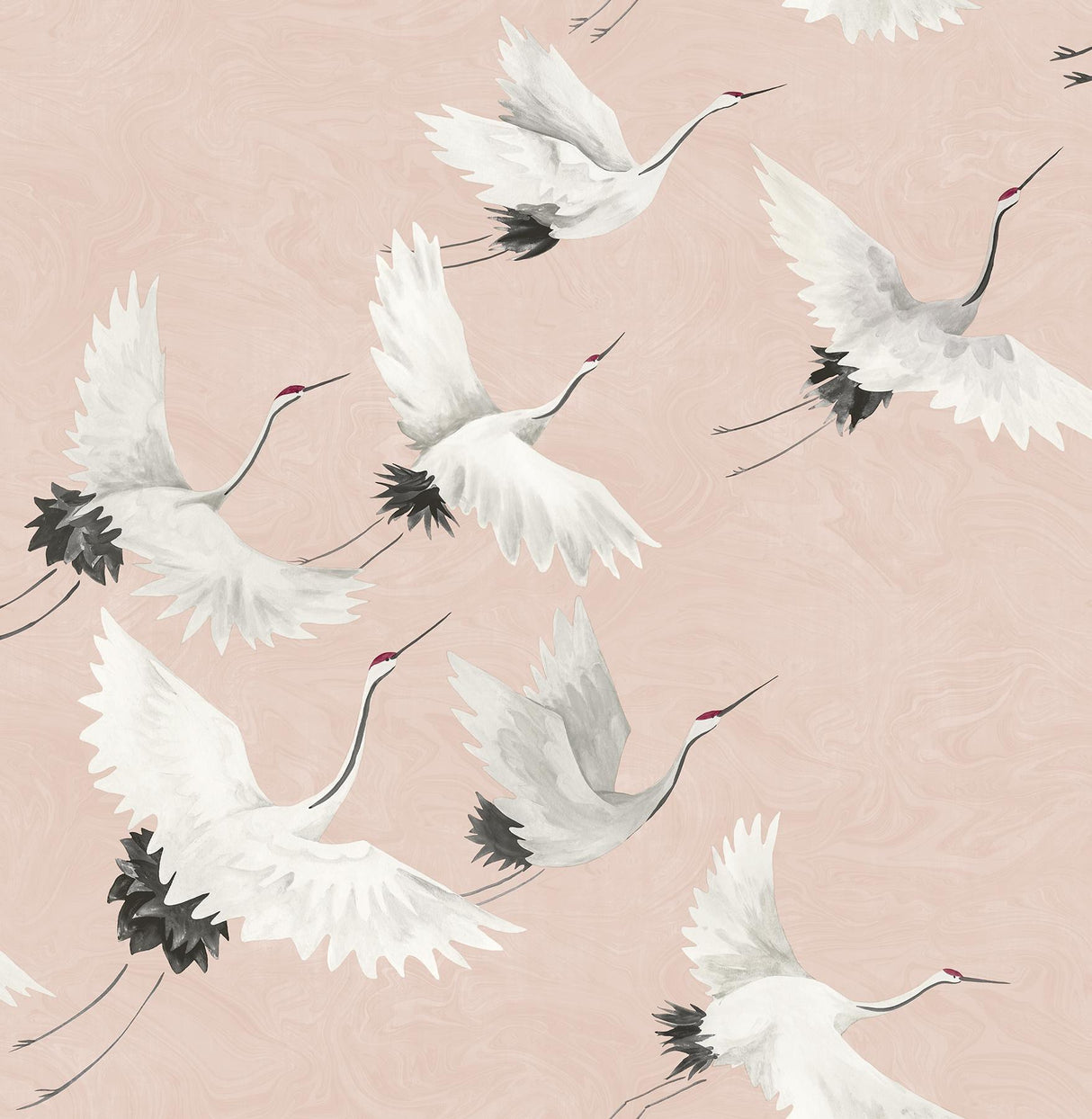 A-Street Prints Windsong Pink Crane Wallpaper