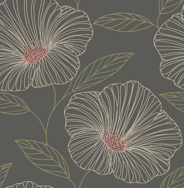 A-Street Prints Mythic Grey Floral Wallpaper