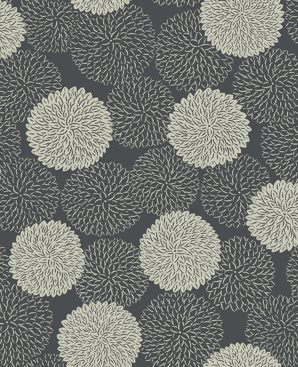 A-Street Prints Blithe Charcoal Floral Wallpaper