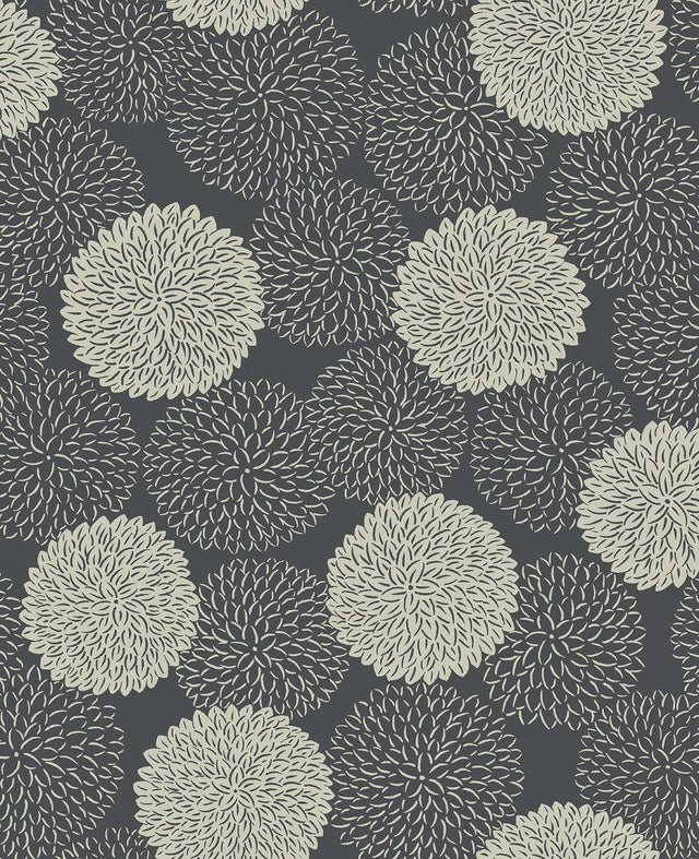 A-Street Prints Blithe Charcoal Floral Wallpaper