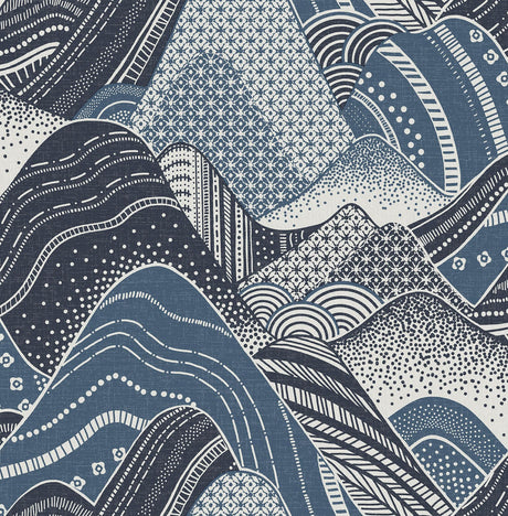 A-Street Prints Meru Navy Mountain Wallpaper